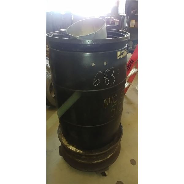 45 gallon oil catch barrel on casters