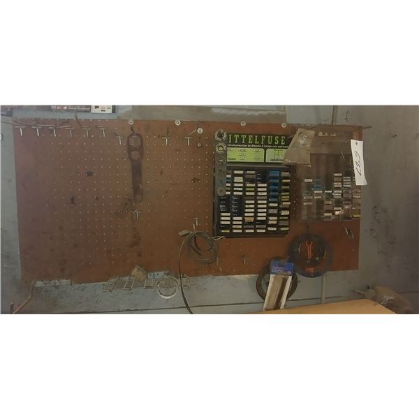 peg board display w/ fuses