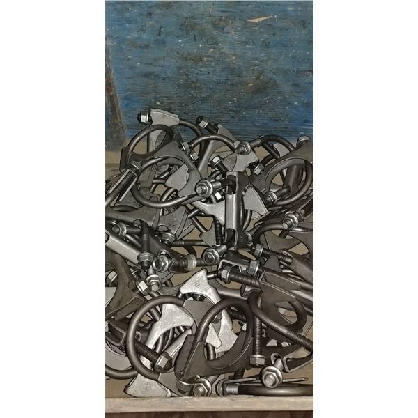 bin of 2 1/4" muffler clamps