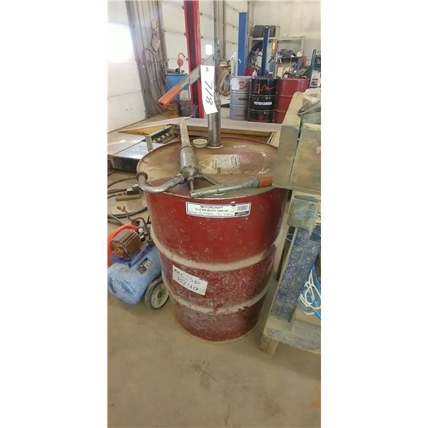 45 gallon barrel w/ approx. 30 gallons 15W40 & 2 pumps