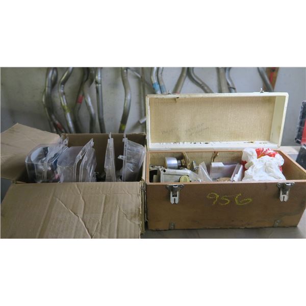 lot of door knobs & locks w/ case