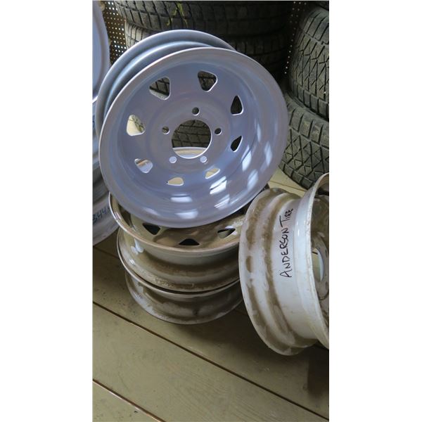 (3) 13x4.5 5 bolt rims, (1) 13x4 4 bolt rims