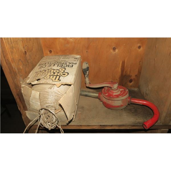 roll of twine & hand gas pump