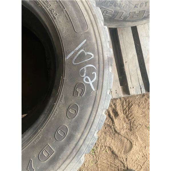 2 tires (1) 245/70/19.5 Goodyear, (1) 8R/19.5 Goodyear