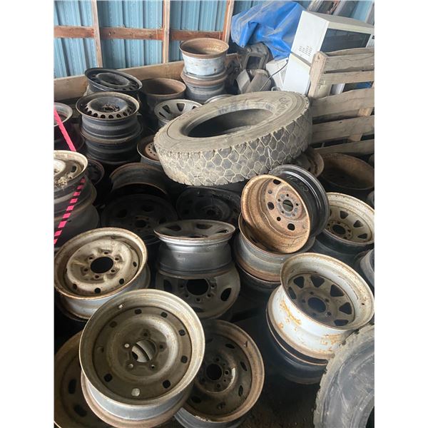 1 large lot steel & spoked rims