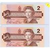 Image 1 : 1986 $2.00 bills X2 - EGR2231502/03 sequential Gem crisp colorful notes