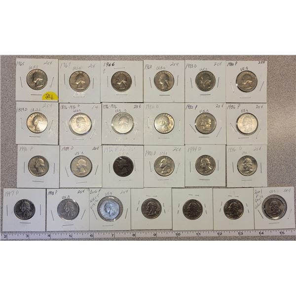 25 USA Quarters 1965-2001 number of commemorative dates