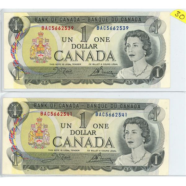 1973 $1.00 X 2 BAC5662539 & 41 Thiessen/Bouey gem