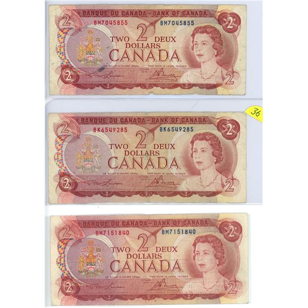 1974 $2.00 B/K 6549285 B/M7045885 B/M7151840