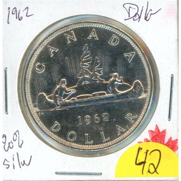 1962 silver dollar , UNC 80% silver