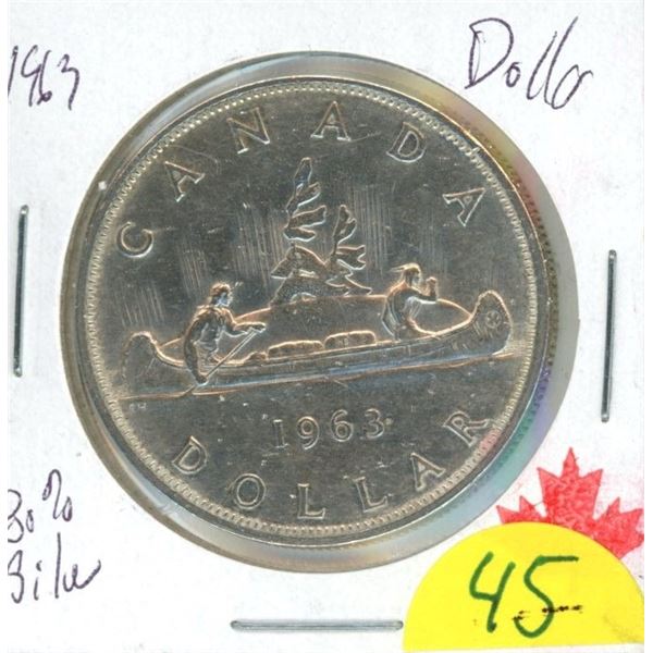 1963 silver dollar, UNC 80% silver