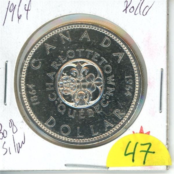 1964 silver dollar, UNC 80% silver