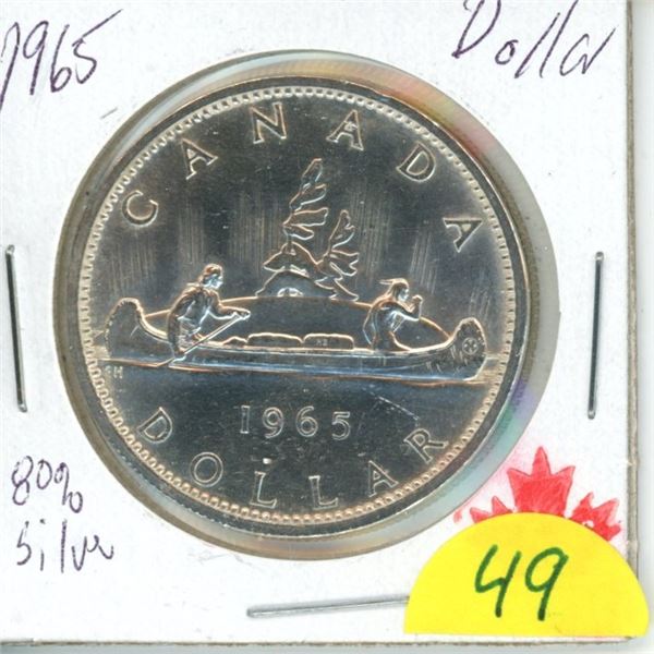 1965 silver dollar, UNC 80% silver