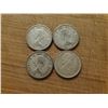 Image 2 : 4 silver Canadian quarters 1958, 1959 x 2, 1968 non magnetic