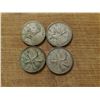 Image 1 : 4 silver Canadian quarters 1940, 1963, 1964, 1965