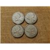 Image 1 : 4 silver Canadian quarters 1949, 1957, 1965, 1968 non magnetic