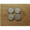Image 1 : 4 silver Canadian quarters 1953, 1954, 1958, 1964