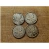 Image 1 : 4 silver Canadian quarters 1949, 1954, 1958, 1965