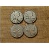 Image 1 : 4 silver Canadian quarters 1943, 1962, 1957, 1966