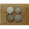 Image 1 : 4 silver Canadian quarters 1962, 1956, 1964, 1966
