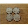 Image 1 : 4 silver Canadian quarters 1958, 1962, 1964, 1966