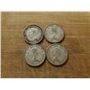 Image 2 : 4 silver Canadian quarters 1941, 1950, 1963, 1964