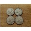 Image 1 : 4 silver Canadian quarters 1940, 1948, 1965, 1966