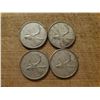 Image 1 : 4 silver Canadian quarters 1957, 1961, 1965, 1966