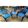 Image 2 : 3 Blue Patio Chairs - Some Wear