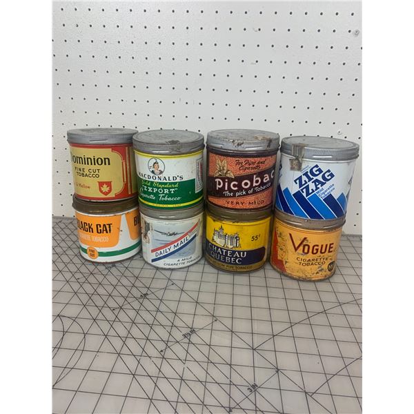 LOT OF VINTAGE TOBACCO TIN CANS ZIG ZAG DAILY MAIL PICOBAC