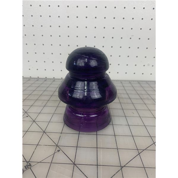 ANTIQUE TWO PIECE PURPLE TELEPHONE INSULATOR