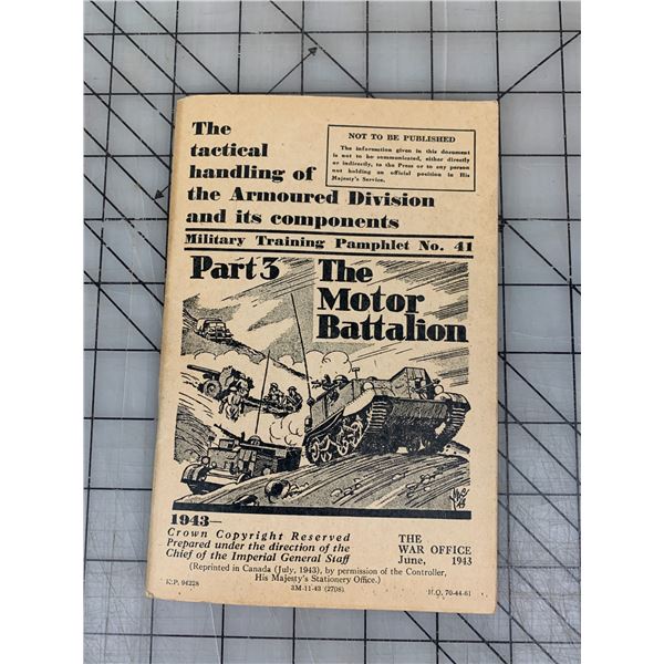1943 MILITARY TRAINING PAMPHLET BOOM MOTOR BATTALION 121 PAGES