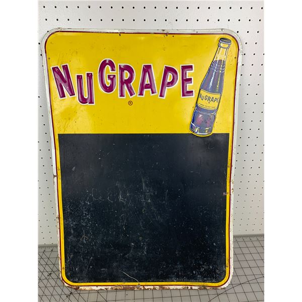 RARE VINTAGE NUGRAPE SODA POP ADVERTISING CHALKBOARD SIGN 27 1/4" x 19 1/4"