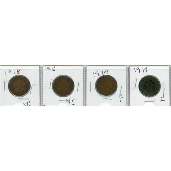 (4) 1915-1919 Canadian Pennies