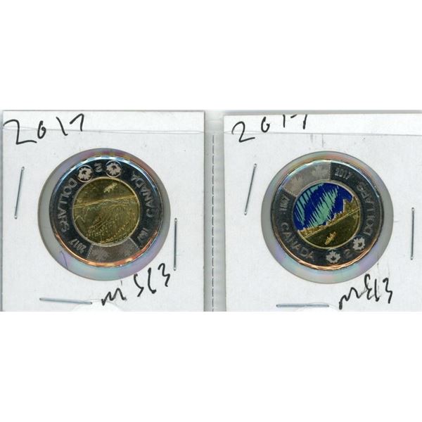 (2) 2017 Canadian Toonies (Glow In The Dark Dance Of The Spirit)