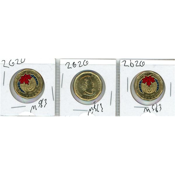 (3) 2020 Special Coloured Loonies (75th Anniversary Of The United Nations Charter)