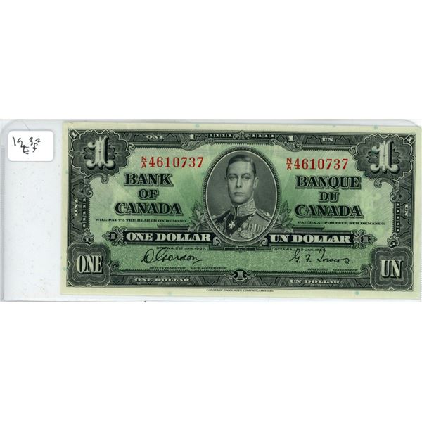 1937 Canadian Dollar Bill