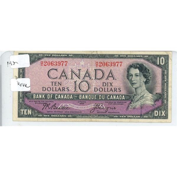1954 Canadian Ten Dollar Bill