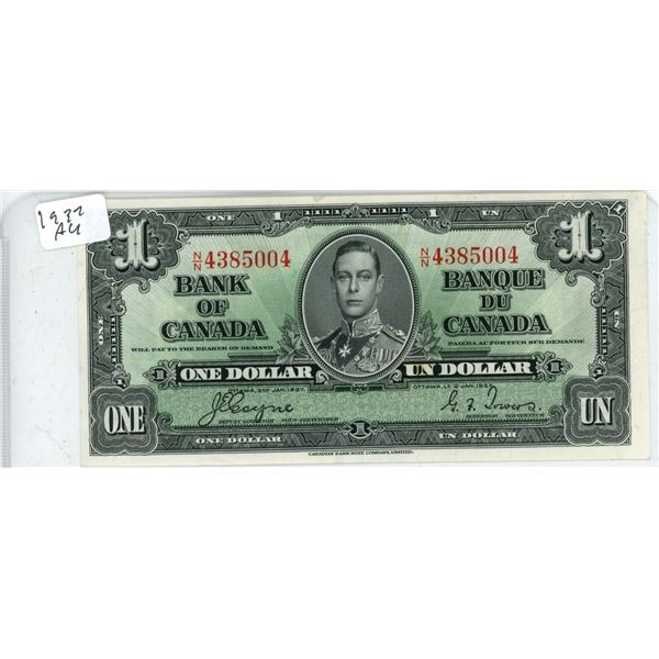 1937 Canadian Dollar Bill
