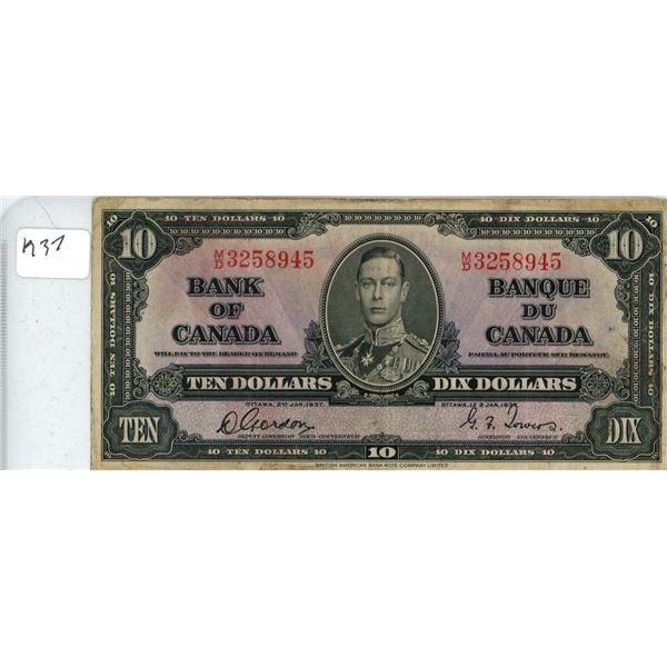 1937 Canadian Ten Dollar Bill