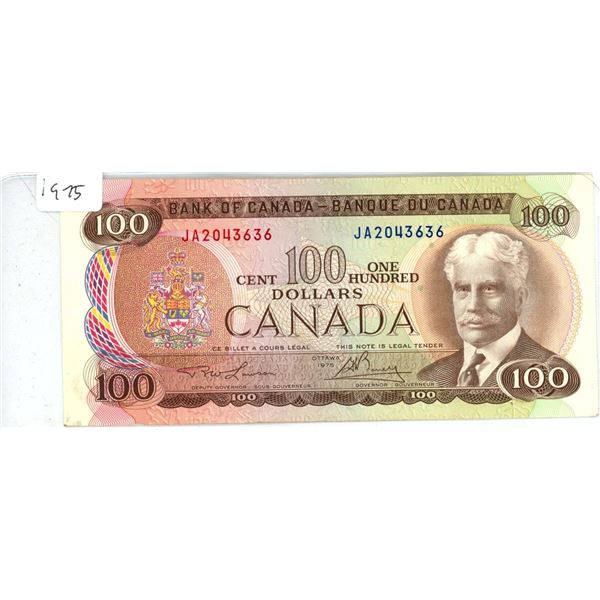 1975 Canadian One Hundred Dollar Bill