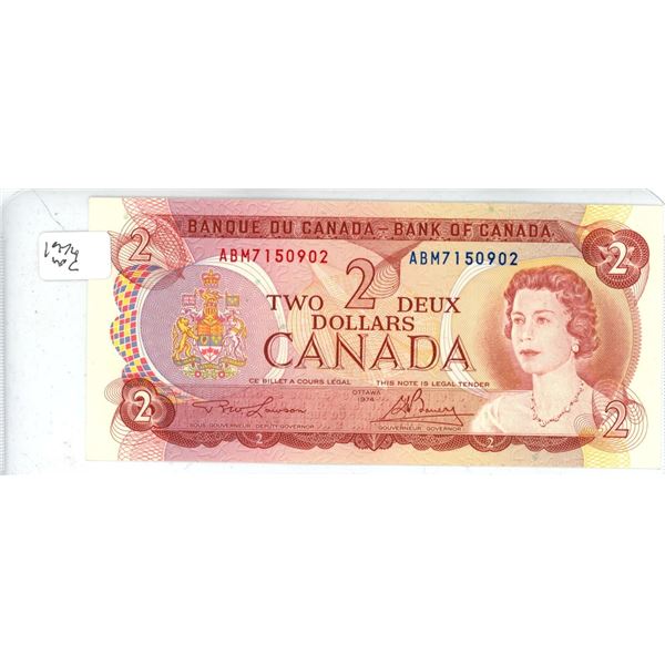 1974 Canadian Two Dollar Bill