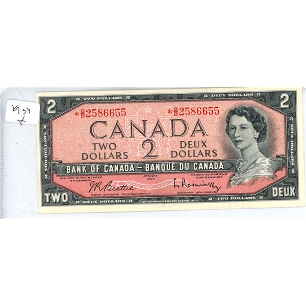 1954 Canadian Two Dollar Bill