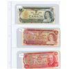 Image 1 : (3) 1973-1975 Canadian One Dollar, Two Dollar, Fifty Dollar Bills