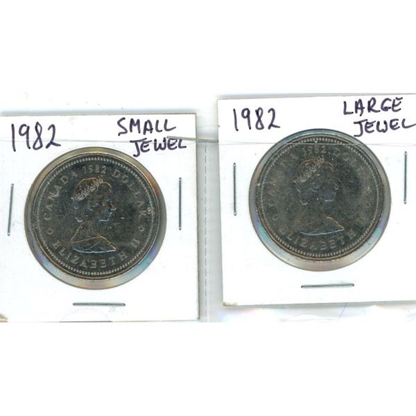 (2) 1982 Canadian One Dollar Coins