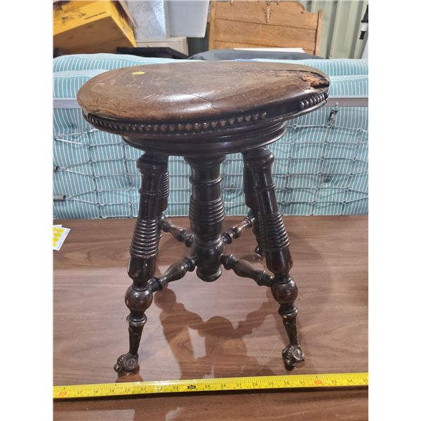 GLASS CLAW FOOTED PIANO STOOL