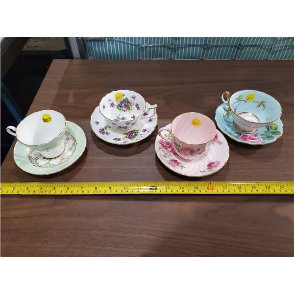 4 TEACUPS & SAUCERS