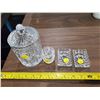 Image 1 : 4 PIECES OF CRYSTAL -2 LIDDED JARS, 2 ASHTRAYS