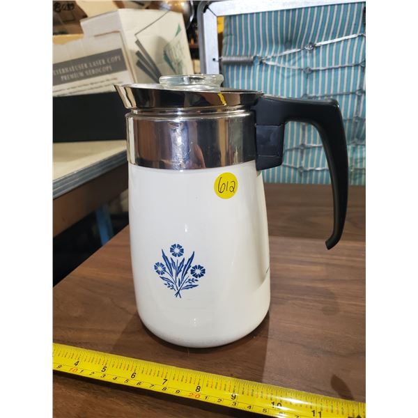 CORNINGWARE BLUE CORNFLOWER 6 CUP PERCOLATOR