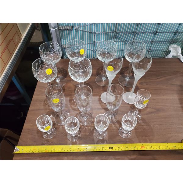 16 CRYSTAL GLASSES